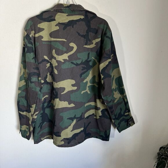 Vintage Cabelas Shirt Jacket Adult Large Camouflage 80s 90s Camo Green Pockets - Picture 5 of 5